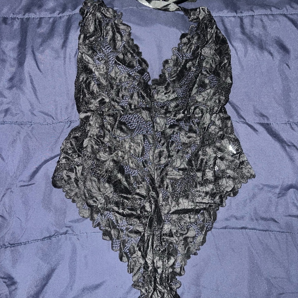 Black Lace Chemise with Intricate Detailing